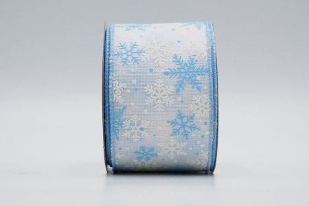 Текстурована стрічка зі сніжинками на дроті_KF7385GC-1-216_біла